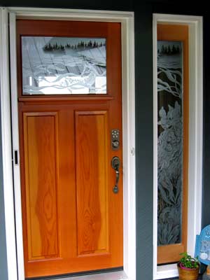 Etched glass thermal door