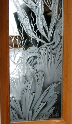 Deep carved etched door