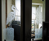Etched glass interior partition